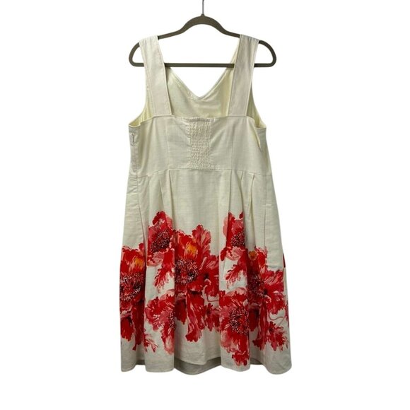 Lands End Women's 16W Floral Sleeveless Summer Mini Dress With Pockets - Picture 2 of 15